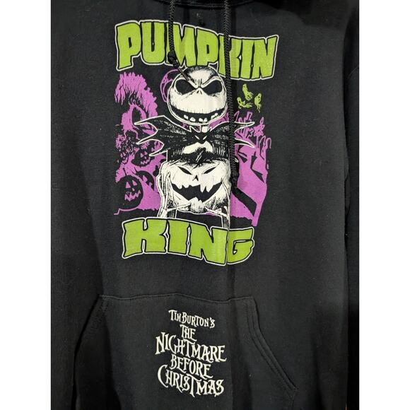 Hot Topic Black Hoodie Nightmare Before Christmas TNBC PUMPKIN KING GLOW OOGIE S - Picture 2 of 7